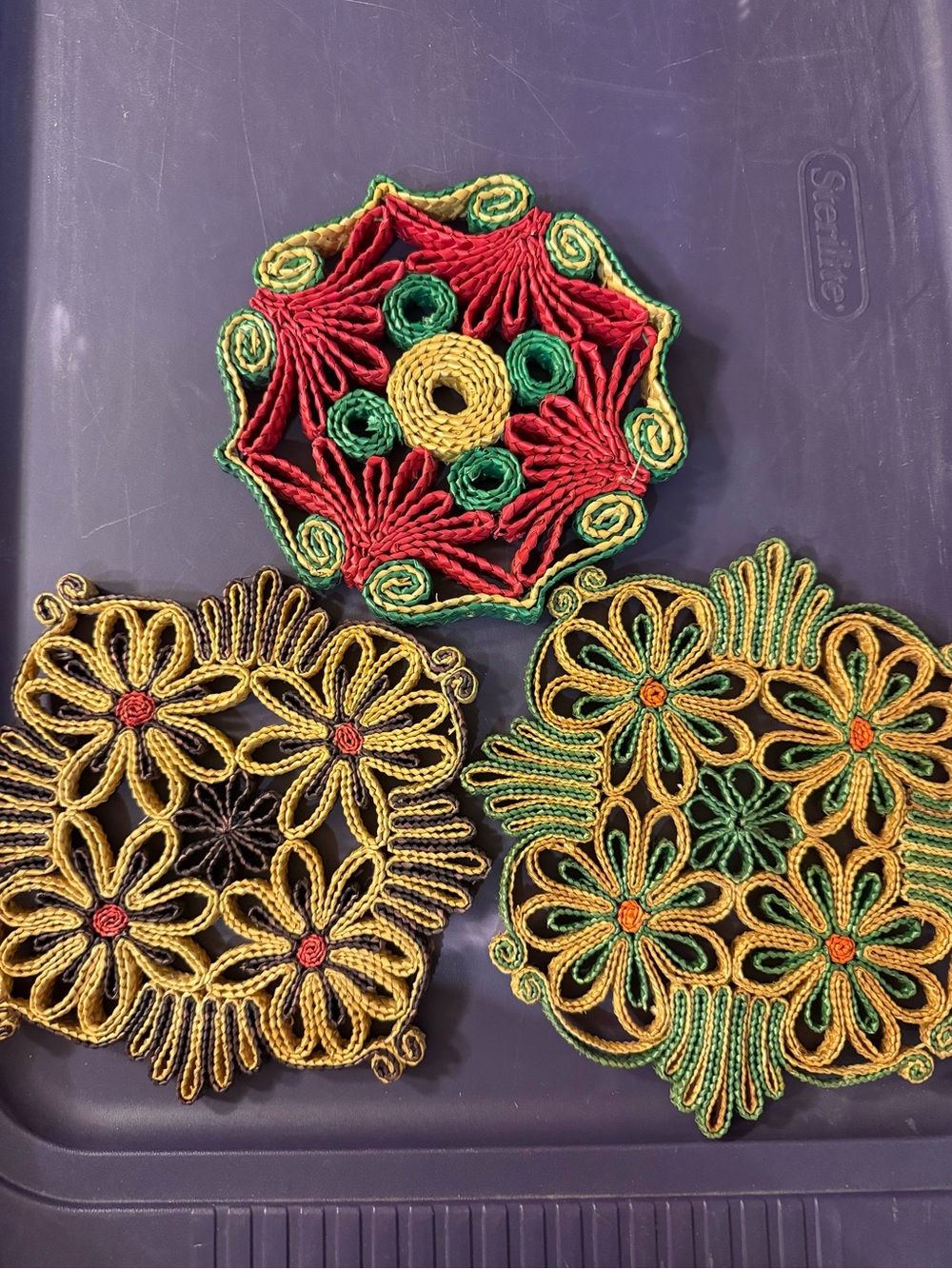 Vintage wicker trivets